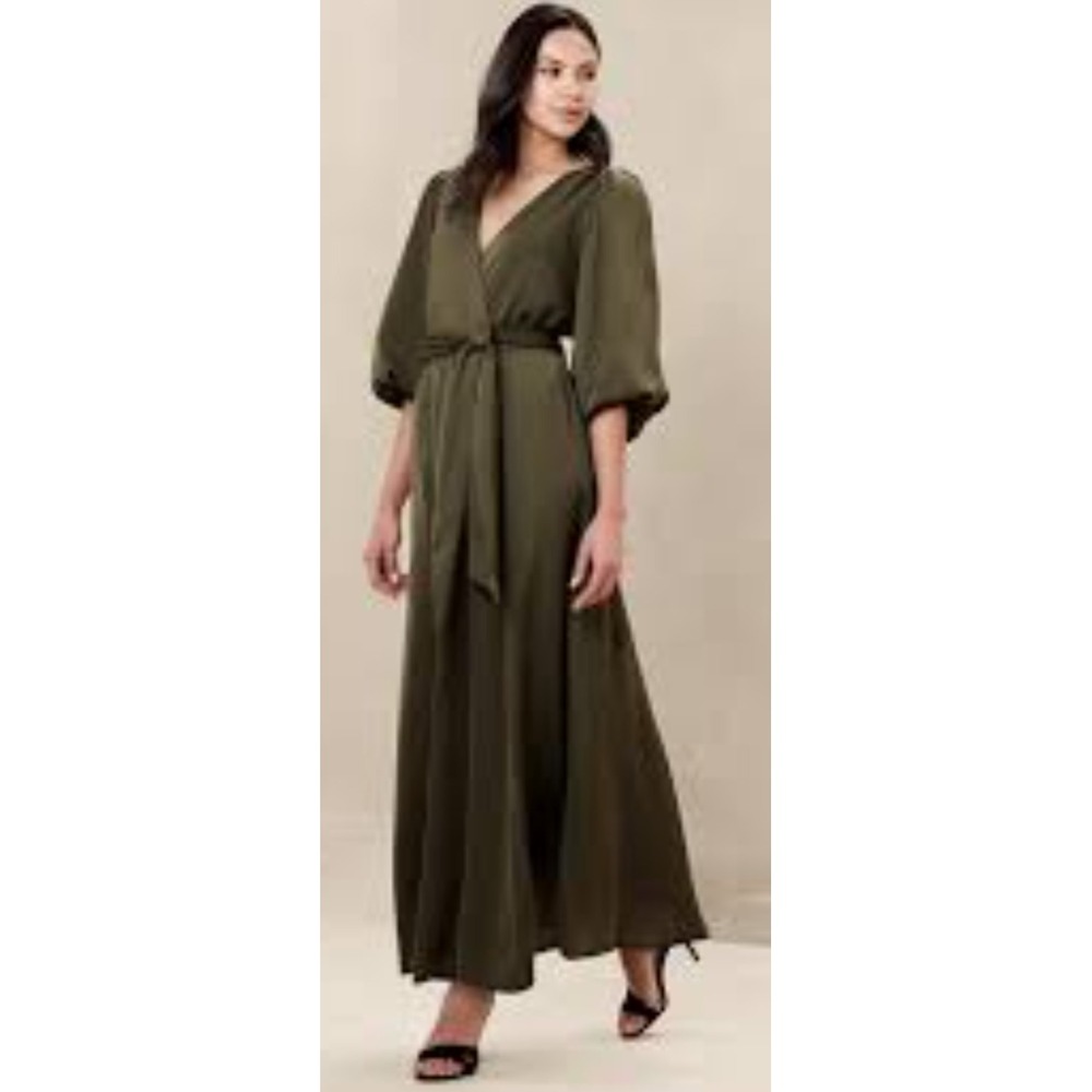 Banana Republic Olive Green Maxi Wrap Dress